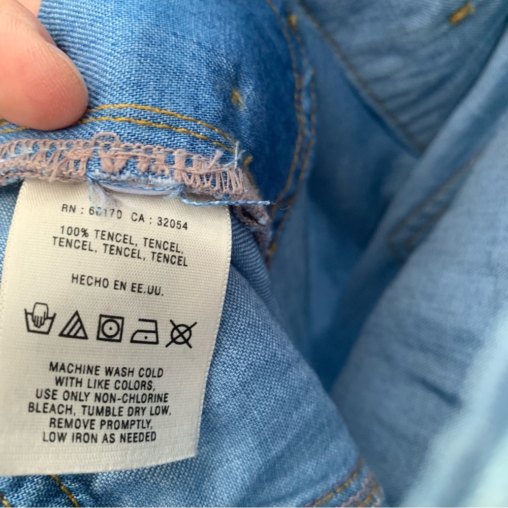 Anthropologie Elevenses Wide Leg Sailor Button Denim Pants - Picture 9 of 9